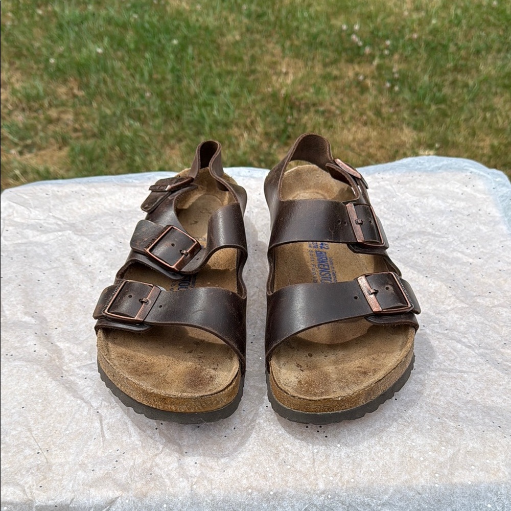 Birkenstock size 42 Milano Brown Leather Sandal with Back Strap
